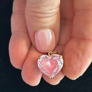 Pink heart. gold metal chain adjustable